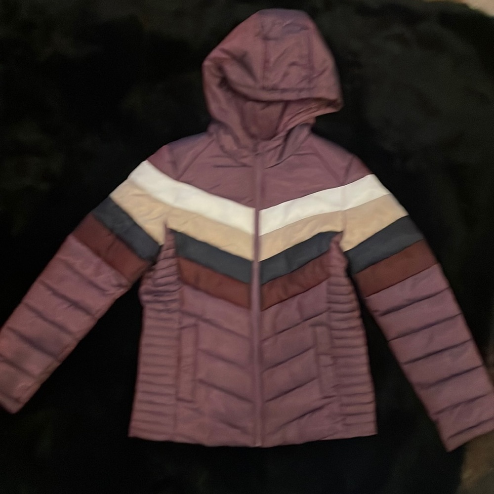 Blanc Noir Purple Chevron PufferJacket